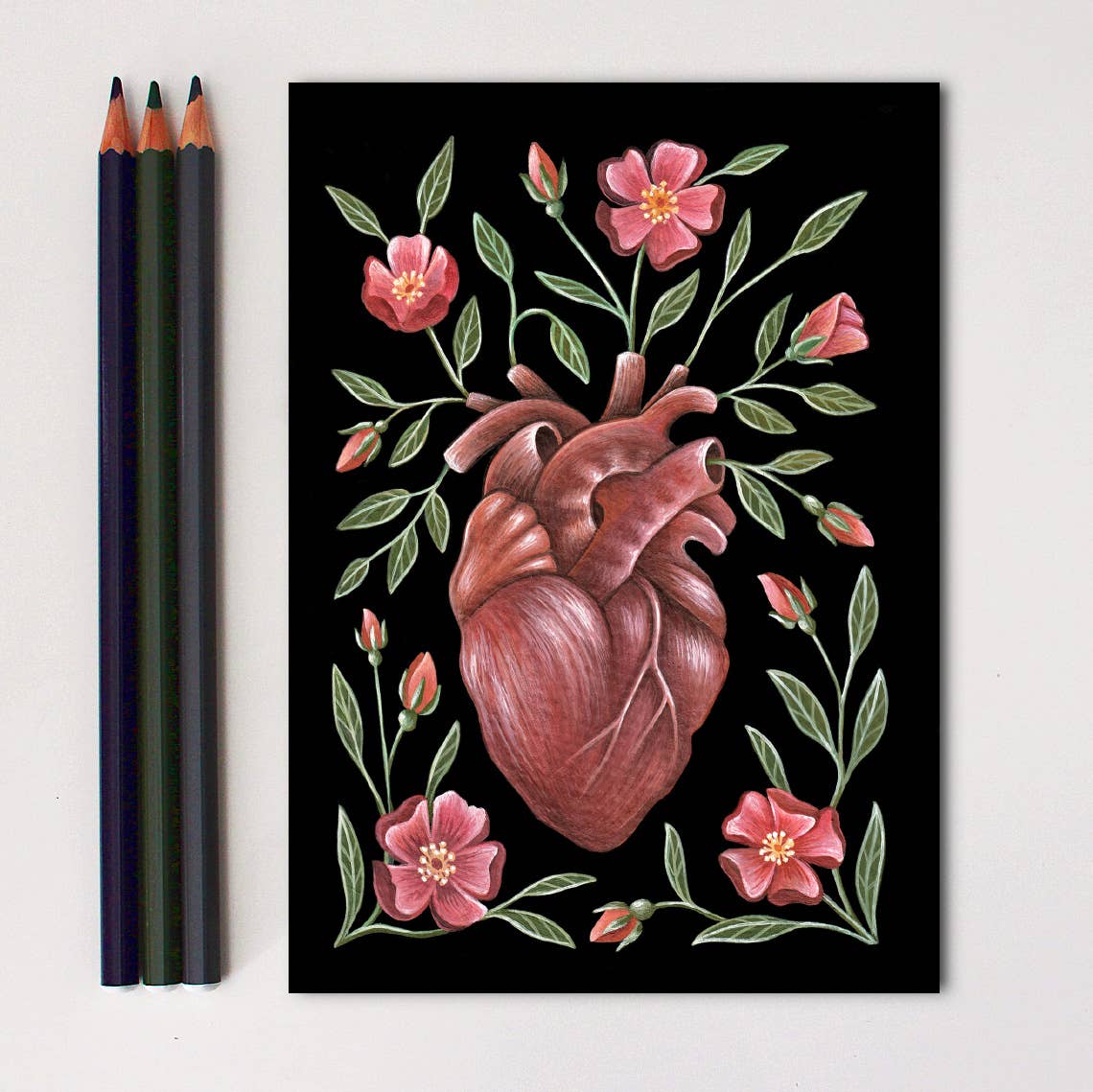 Heart Art Print Folk Decor: 5x7